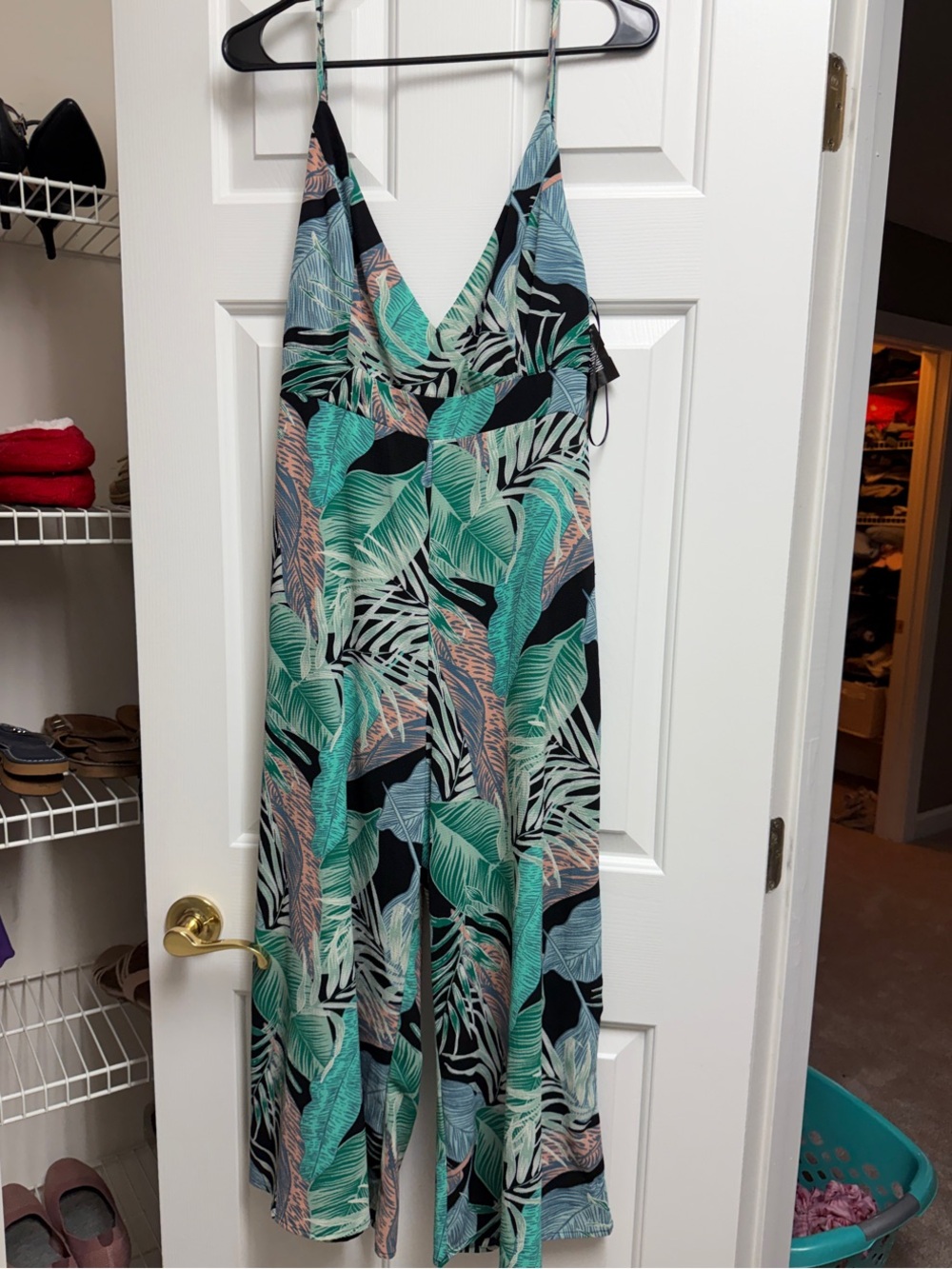 Blue Blush Tropical Leaf Midi Dress - Black, Teal, Mint, Blush